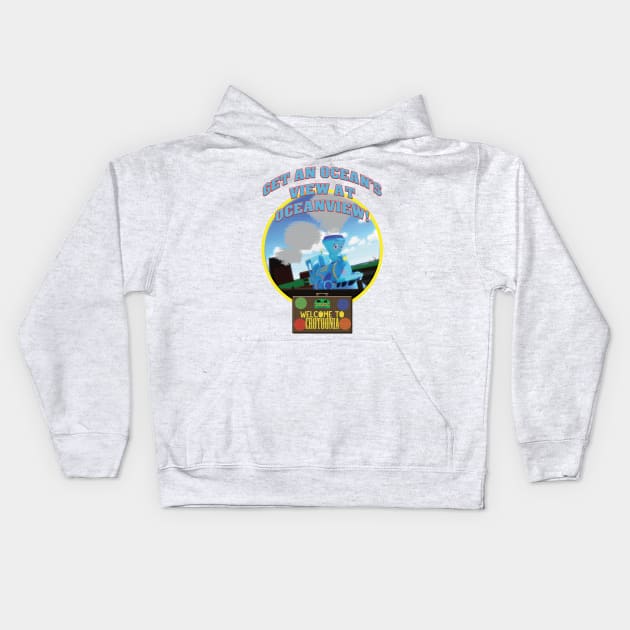 "Oceanview Trestle" - Welcome to Crotoonia! Kids Hoodie by TheMilanTooner